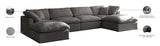 Plush Grey Velvet Standard Modular Down Filled Cloud-Like Comfort Overstuffed Reversible Sectional from Meridian - Luna Furniture