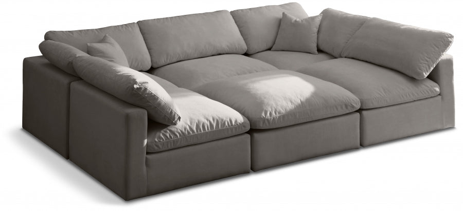 Plush Grey Velvet Standard Modular Down Filled Cloud-Like Comfort Overstuffed Reversible Sectional from Meridian - Luna Furniture