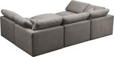 Plush Grey Velvet Standard Modular Down Filled Cloud-Like Comfort Overstuffed Reversible Sectional from Meridian - Luna Furniture