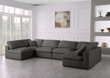 Plush Grey Velvet Standard Modular Down Filled Cloud-Like Comfort Overstuffed Reversible Sectional from Meridian - Luna Furniture