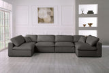 Plush Grey Velvet Standard Modular Down Filled Cloud-Like Comfort Overstuffed Reversible Sectional from Meridian - Luna Furniture