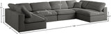 Plush Grey Velvet Standard Modular Down Filled Cloud-Like Comfort Overstuffed Reversible Sectional from Meridian - Luna Furniture