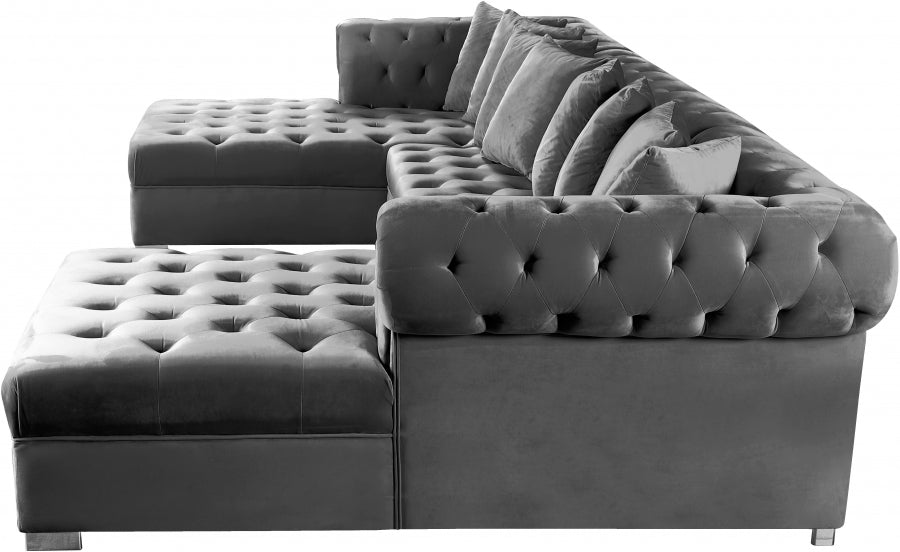 Presley Grey 3-Piece Velvet Sectional from Meridian - Luna Furniture