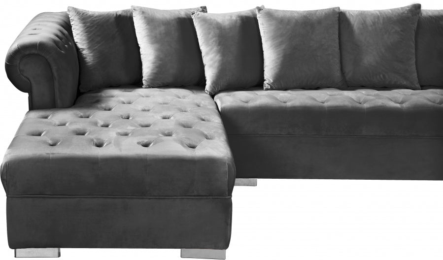 Presley Grey 3-Piece Velvet Sectional from Meridian - Luna Furniture