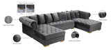 Presley Grey 3-Piece Velvet Sectional from Meridian - Luna Furniture