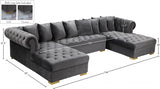 Presley Grey 3-Piece Velvet Sectional from Meridian - Luna Furniture