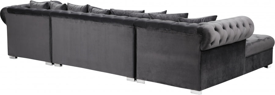 Presley Grey 3-Piece Velvet Sectional from Meridian - Luna Furniture