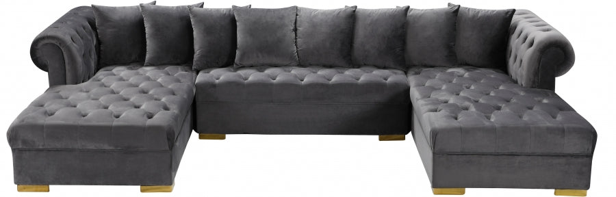 Presley Grey 3-Piece Velvet Sectional from Meridian - Luna Furniture