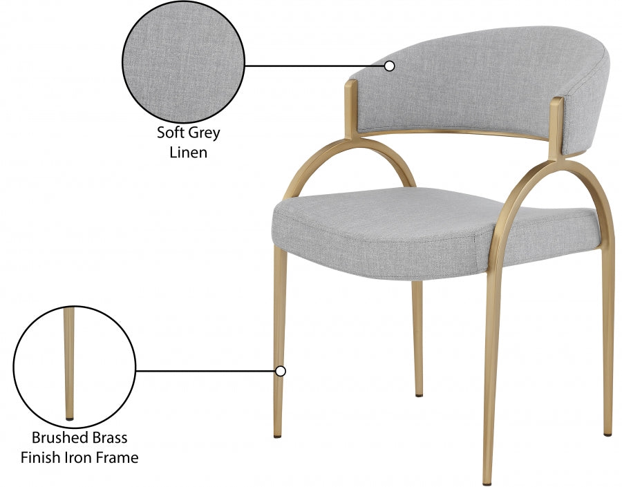 Privet Grey Linen Textured Dining Chair, Set of 2 from Meridian - Luna Furniture