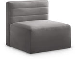 Quincy Grey Velvet Modular Cloud-Like Comfort Armless Chair from Meridian - Luna Furniture