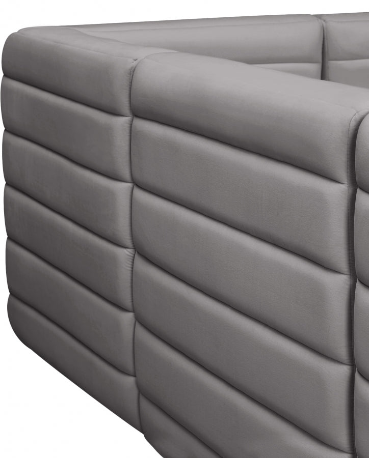 Quincy Grey Velvet Modular Cloud-Like Comfort Armless Chair from Meridian - Luna Furniture