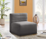 Quincy Grey Velvet Modular Cloud-Like Comfort Armless Chair from Meridian - Luna Furniture