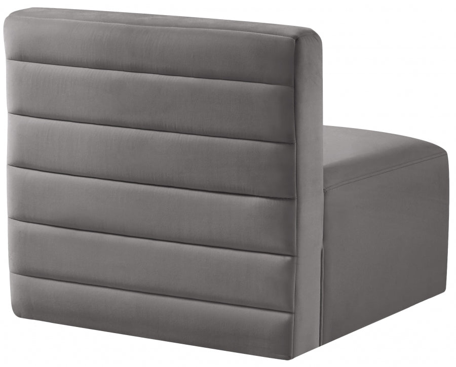 Quincy Grey Velvet Modular Cloud-Like Comfort Armless Chair from Meridian - Luna Furniture