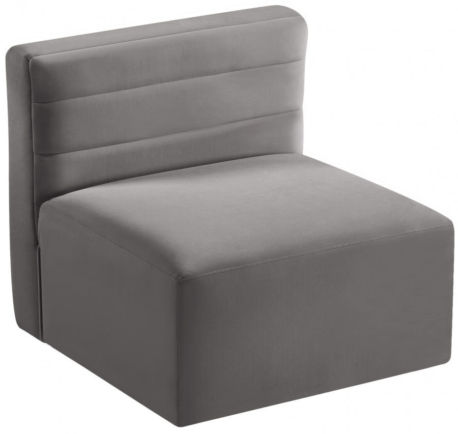 Quincy Grey Velvet Modular Cloud-Like Comfort Armless Chair from Meridian - Luna Furniture