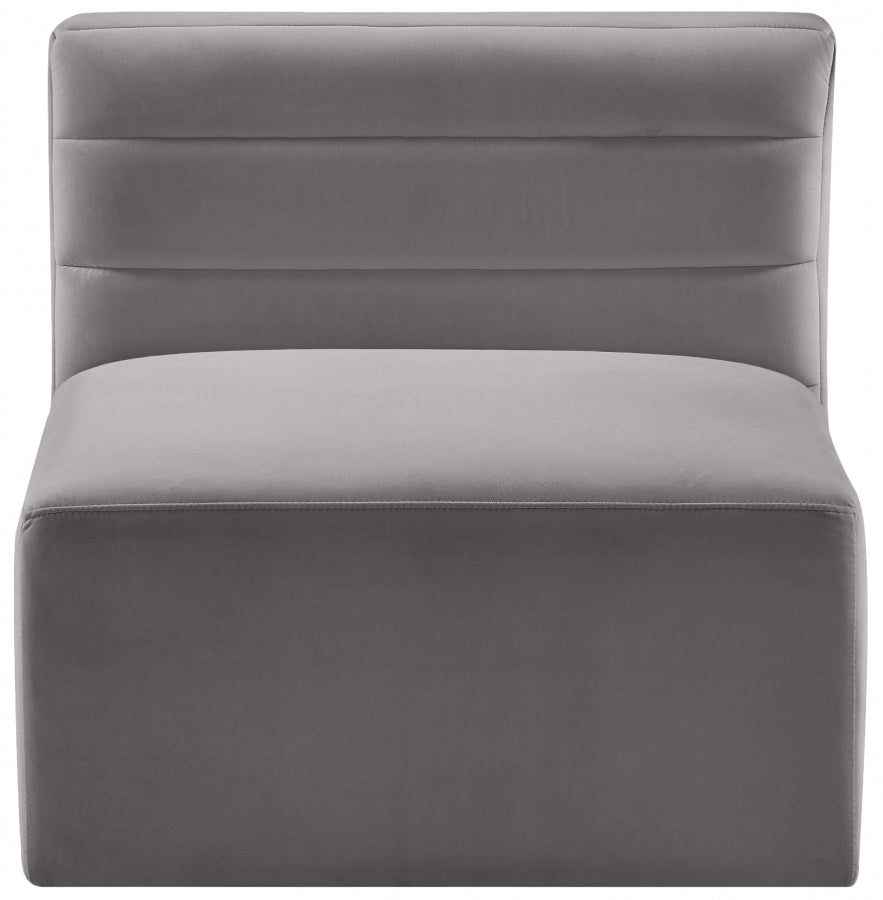 Quincy Grey Velvet Modular Cloud-Like Comfort Armless Chair from Meridian - Luna Furniture