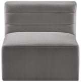 Quincy Grey Velvet Modular Cloud-Like Comfort Armless Chair from Meridian - Luna Furniture