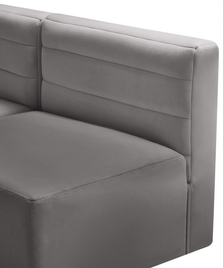 Quincy Grey Velvet Modular Cloud-Like Comfort Armless Chair from Meridian - Luna Furniture