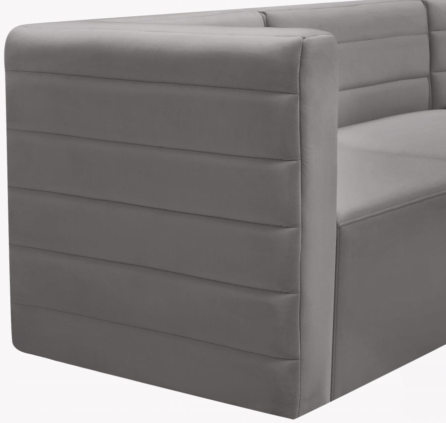 Quincy Grey Velvet Modular Cloud-Like Comfort Armless Chair from Meridian - Luna Furniture