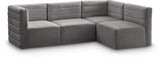 Quincy Grey Velvet Modular Cloud-Like Comfort Sectional from Meridian - Luna Furniture