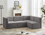 Quincy Grey Velvet Modular Cloud-Like Comfort Sectional from Meridian - Luna Furniture