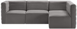 Quincy Grey Velvet Modular Cloud-Like Comfort Sectional from Meridian - Luna Furniture