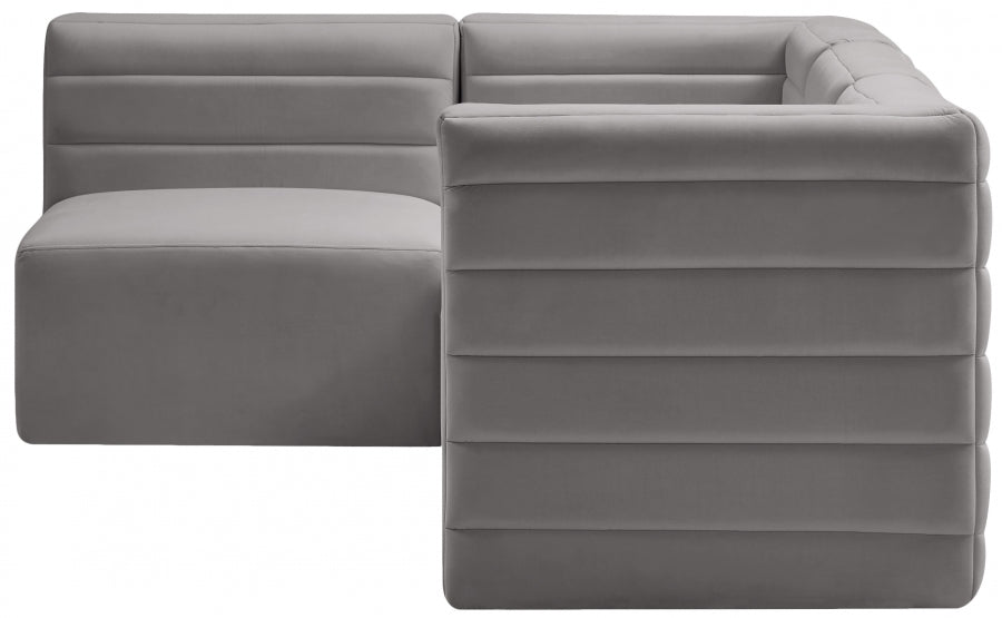 Quincy Grey Velvet Modular Cloud-Like Comfort Sectional from Meridian - Luna Furniture