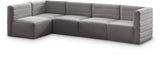 Quincy Grey Velvet Modular Cloud-Like Comfort Sectional from Meridian - Luna Furniture