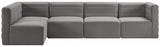 Quincy Grey Velvet Modular Cloud-Like Comfort Sectional from Meridian - Luna Furniture