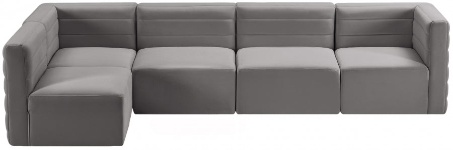 Quincy Grey Velvet Modular Cloud-Like Comfort Sectional from Meridian - Luna Furniture