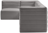 Quincy Grey Velvet Modular Cloud-Like Comfort Sectional from Meridian - Luna Furniture