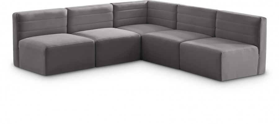 Quincy Grey Velvet Modular Cloud-Like Comfort Sectional from Meridian - Luna Furniture