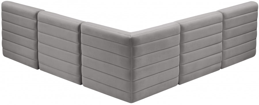 Quincy Grey Velvet Modular Cloud-Like Comfort Sectional from Meridian - Luna Furniture