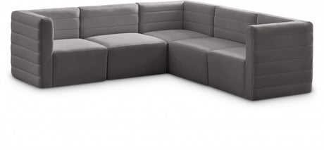 Quincy Grey Velvet Modular Cloud-Like Comfort Sectional from Meridian - Luna Furniture