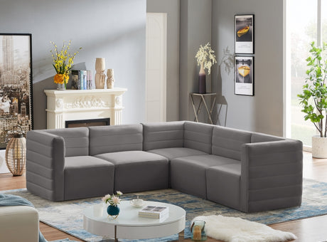 Quincy Grey Velvet Modular Cloud-Like Comfort Sectional from Meridian - Luna Furniture