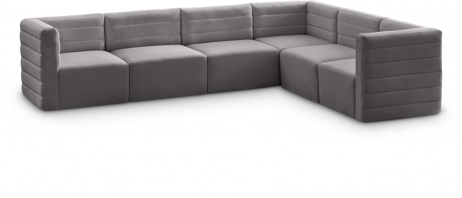 Quincy Grey Velvet Modular Cloud-Like Comfort Sectional from Meridian - Luna Furniture