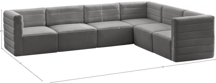 Quincy Grey Velvet Modular Cloud-Like Comfort Sectional from Meridian - Luna Furniture