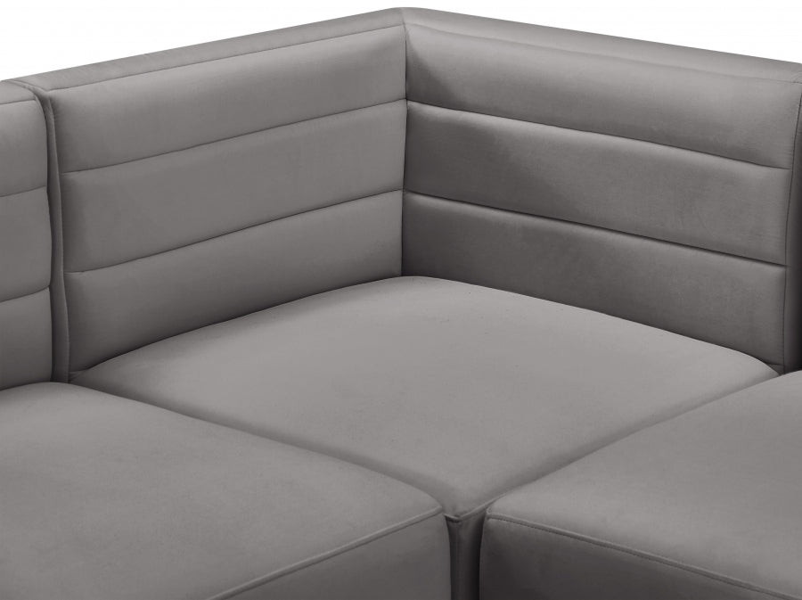 Quincy Grey Velvet Modular Cloud-Like Comfort Sectional from Meridian - Luna Furniture