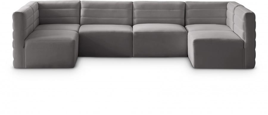 Quincy Grey Velvet Modular Cloud-Like Comfort Sectional from Meridian - Luna Furniture