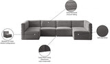 Quincy Grey Velvet Modular Cloud-Like Comfort Sectional from Meridian - Luna Furniture