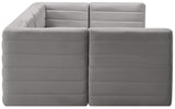 Quincy Grey Velvet Modular Cloud-Like Comfort Sectional from Meridian - Luna Furniture