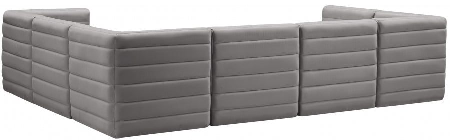 Quincy Grey Velvet Modular Cloud-Like Comfort Sectional from Meridian - Luna Furniture