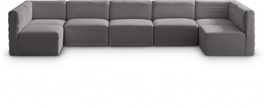 Quincy Grey Velvet Modular Cloud-Like Comfort Sectional from Meridian - Luna Furniture