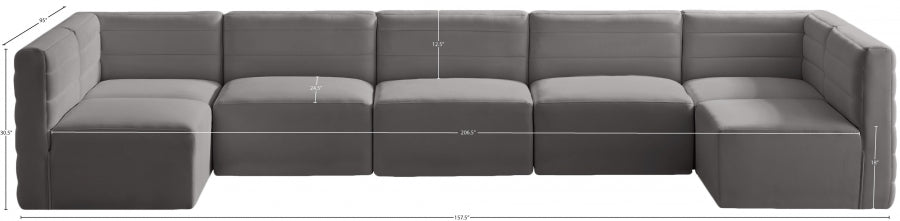 Quincy Grey Velvet Modular Cloud-Like Comfort Sectional from Meridian - Luna Furniture