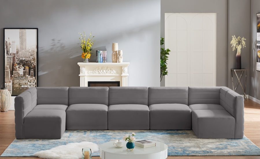 Quincy Grey Velvet Modular Cloud-Like Comfort Sectional from Meridian - Luna Furniture