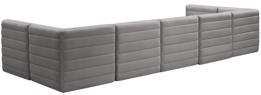 Quincy Grey Velvet Modular Cloud-Like Comfort Sectional from Meridian - Luna Furniture