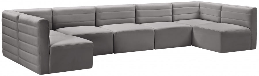 Quincy Grey Velvet Modular Cloud-Like Comfort Sectional from Meridian - Luna Furniture