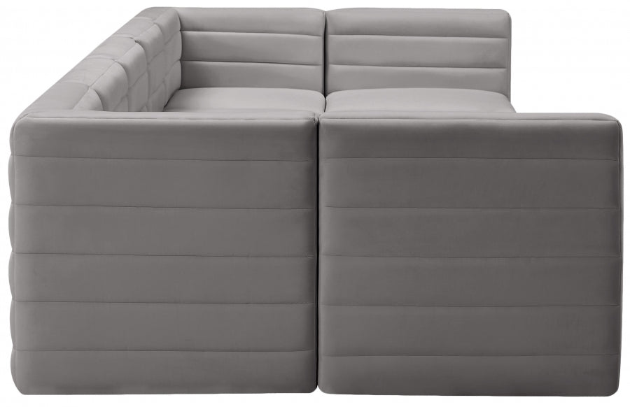 Quincy Grey Velvet Modular Cloud-Like Comfort Sectional from Meridian - Luna Furniture