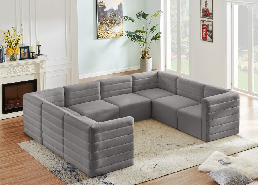 Quincy Grey Velvet Modular Cloud-Like Comfort Sectional from Meridian - Luna Furniture