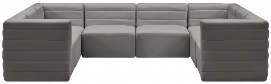 Quincy Grey Velvet Modular Cloud-Like Comfort Sectional from Meridian - Luna Furniture