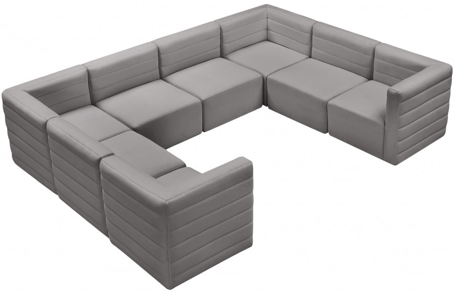 Quincy Grey Velvet Modular Cloud-Like Comfort Sectional from Meridian - Luna Furniture